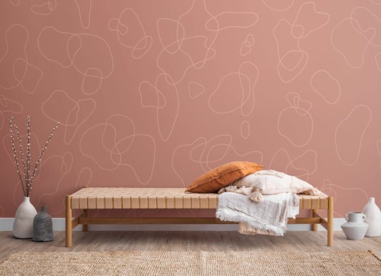 Hovia AB0009PI03W Daydream Terracotta - mural w abstrakcyjne linie