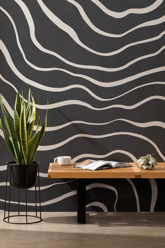 Hovia AB0109BW04W Strata Black - mural w organiczne linie