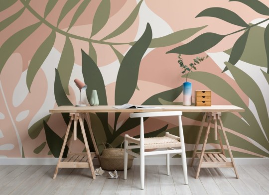 Hovia TR0078GR06W Zahara Green - mural w egzotyczne liście