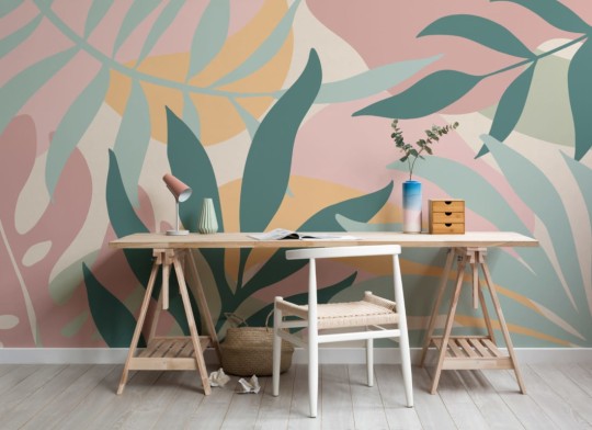 Hovia TR0079MU06W Zahara Pink - mural w egzotyczne liście