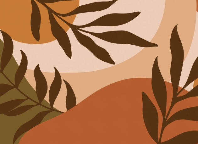 Hovia TR0080OR06W Habiba Brown - mural w egzotyczne liście