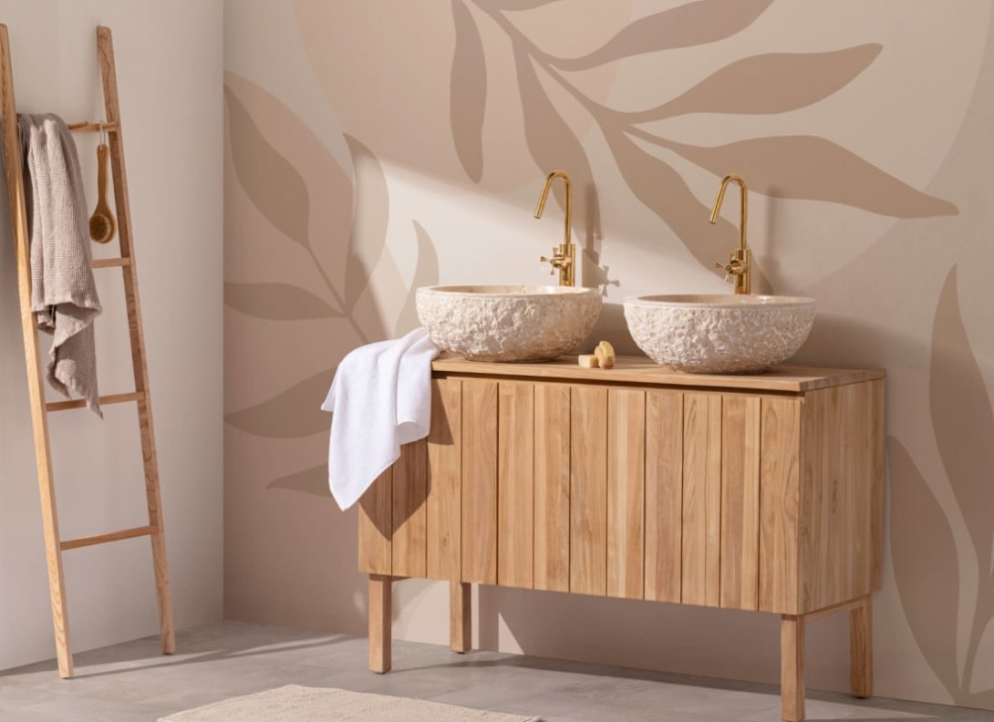 Hovia TR0082NE06W Habiba Beige - mural w egzotyczne liście