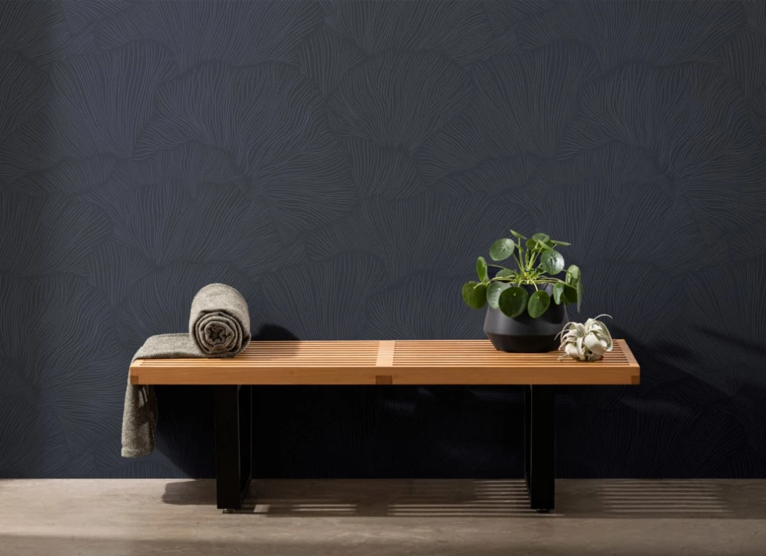 Hovia AB5020BU04W Lamella Navy - mural w minimalistyczny motyw roślinny