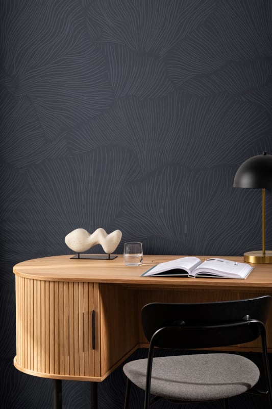 Hovia AB5020BU04W Lamella Navy - mural w minimalistyczny motyw roślinny