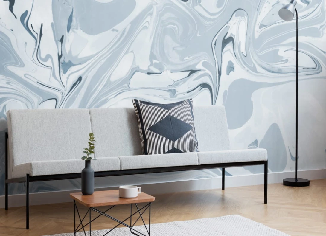 Hovia MA0015BU02W Drift Blue - mural w marmurkowy motyw