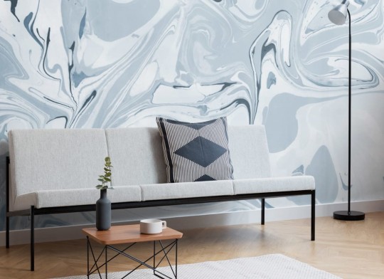 Hovia MA0015BU02W Drift Blue - mural w marmurkowy motyw