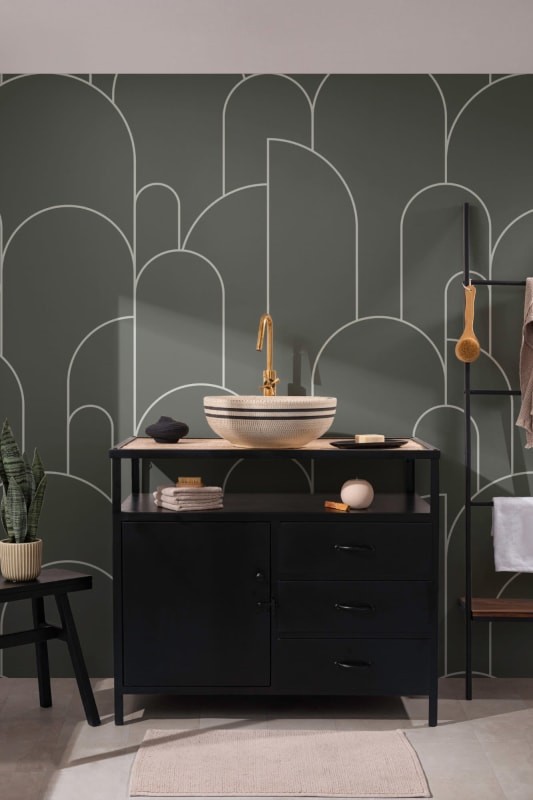 Hovia AD5035GR04W Hildegarde Green - mural w łuki art deco