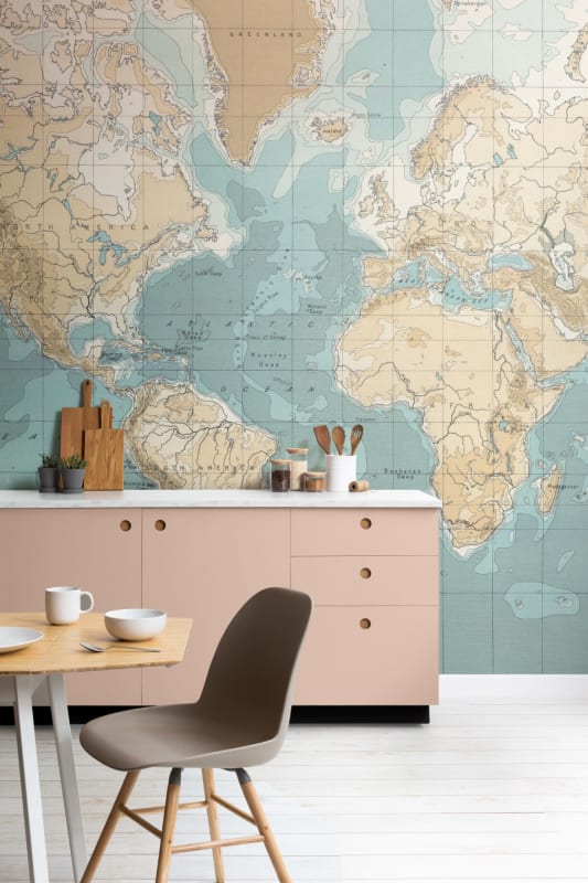 Hovia VI0014MU30W Contour - mural w mapę świata