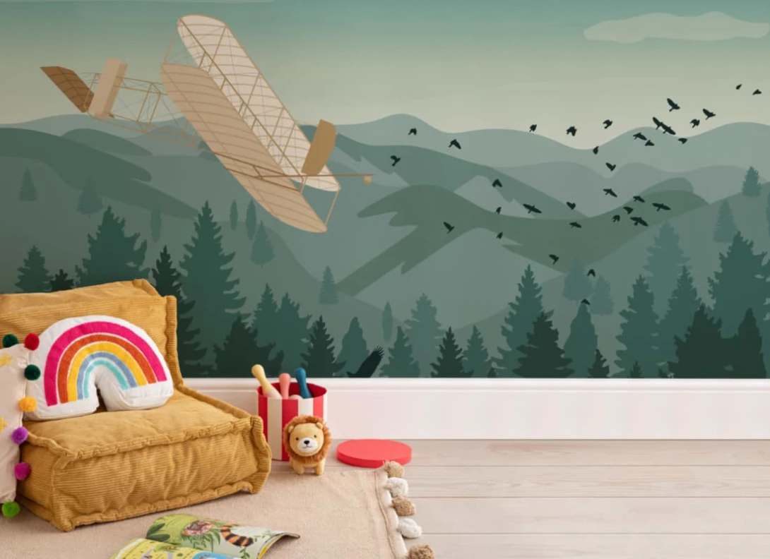 Hovia UN0001GR03W Wright - mural w samolot i wzgórza