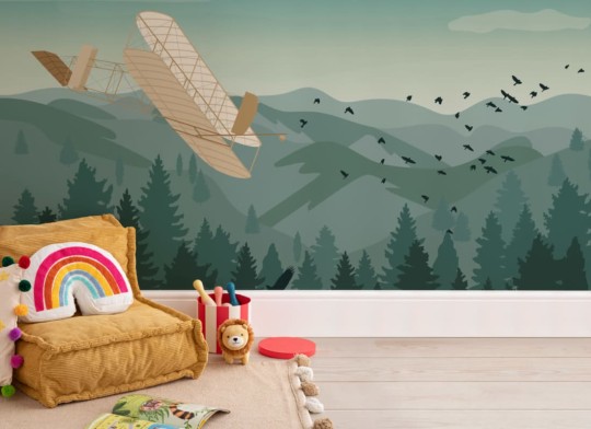 Hovia UN0001GR03W Wright - mural w samolot i wzgórza
