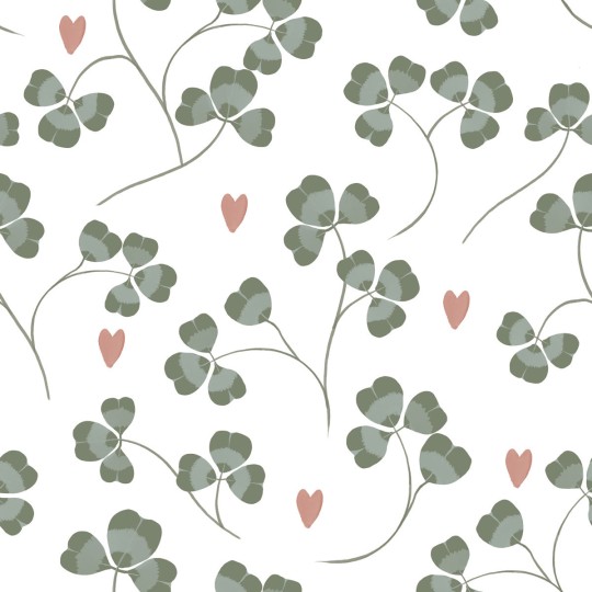 Dekornik DEKO.TAP.482 Pastel Clovers and Hearts - tapeta w koniczynę i serduszka