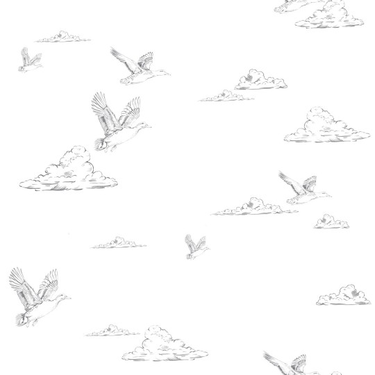 Dekornik DEKO.TAP.499 Ducks in the sky White - tapeta w kaczki i chmury