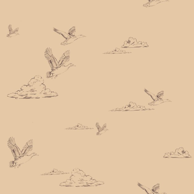 Dekornik DEKO.TAP.500 Ducks in the sky Beige - tapeta w kaczki i chmury