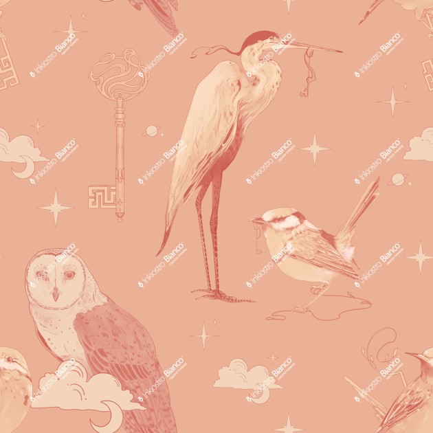 Inkiostro Bianco INKSRNE2502 InKids Lunar Whispers - mural w ptaki