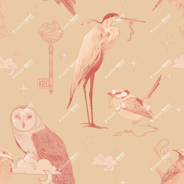 Inkiostro Bianco INKSRNE2503 InKids Lunar Whispers - mural w ptaki