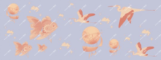 Inkiostro Bianco INKREIE2501 InKids Mechanica - mural w mechaniczne ryby, czaple i balony