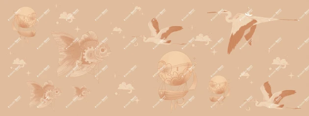 Inkiostro Bianco INKREIE2502 InKids Mechanica - mural w mechaniczne ryby, czaple i balony