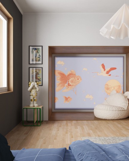 Inkiostro Bianco INKREIE2502 InKids Mechanica - mural w mechaniczne ryby, czaple i balony