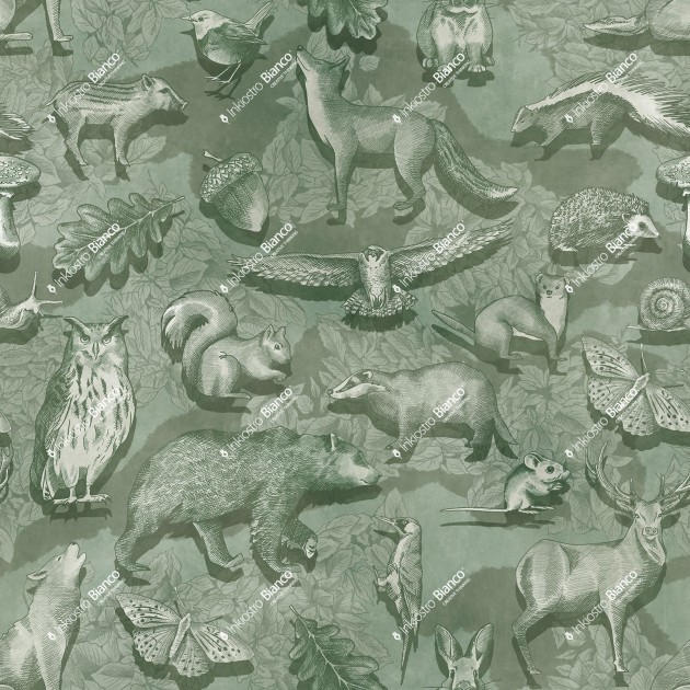 Inkiostro Bianco INKSNAS2501 InKids Woodland - mural w leśne zwierzątka