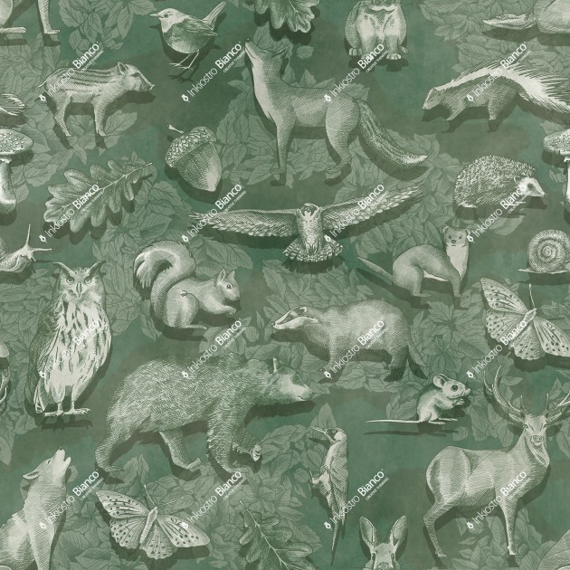 Inkiostro Bianco INKSNAS2502 InKids Woodland - mural w leśne zwierzątka