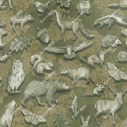 Inkiostro Bianco INKSNAS2503 InKids Woodland - mural w leśne zwierzątka