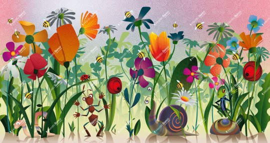 Inkiostro Bianco INKTGRI2501 InKids Bee - mural w bajkową łąkę