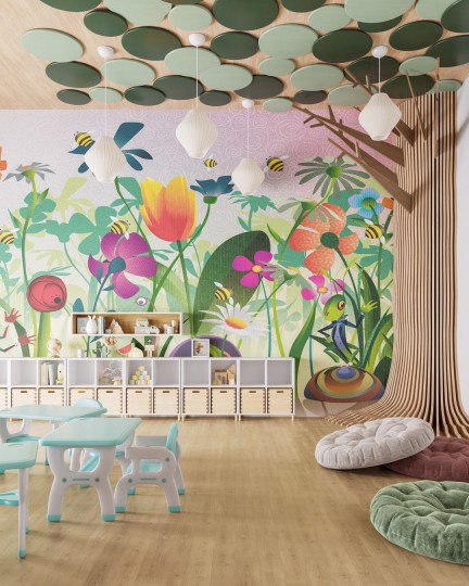 Inkiostro Bianco INKTGRI2501 InKids Bee - mural w bajkową łąkę