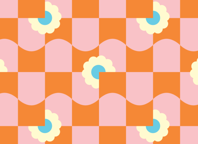 Hovia GE5707OR11R Petal Pop Pink - tapeta w kwiaty i geometryczny wzór retro