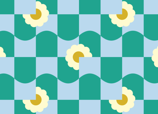 Hovia GE5708GR11R Petal Pop Green - tapeta w kwiaty i geometryczny wzór retro