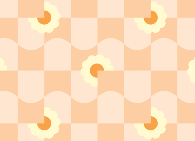 Hovia GE5709PI11R Petal Pop Peach - tapeta w kwiaty i geometryczny wzór retro