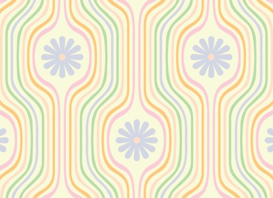 Hovia FL5703PA11R Joyride Pastel - tapeta w kwiaty i linie w stylu retro