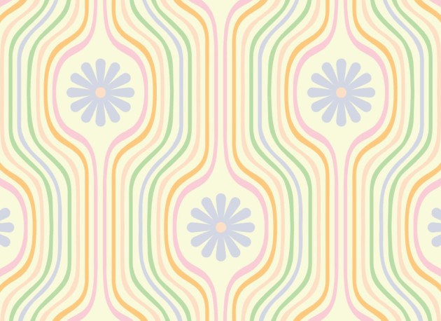 Hovia FL5703PA11R Joyride Pastel - tapeta w kwiaty i linie w stylu retro