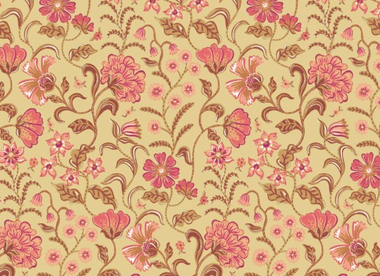 Hovia FL5656YE07R Anika Gold - tapeta w kwiaty w stylu indyjskim