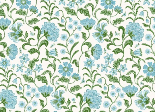 Hovia FL5657BU07R Anika Blue - tapeta w kwiaty w stylu indyjskim