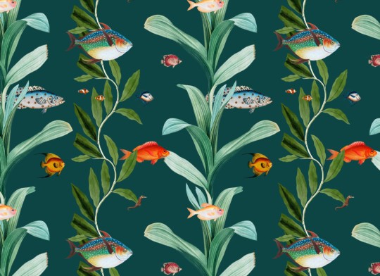 Hovia OC5011GR03R Kelp Teal - tapeta w ryby i rośliny
