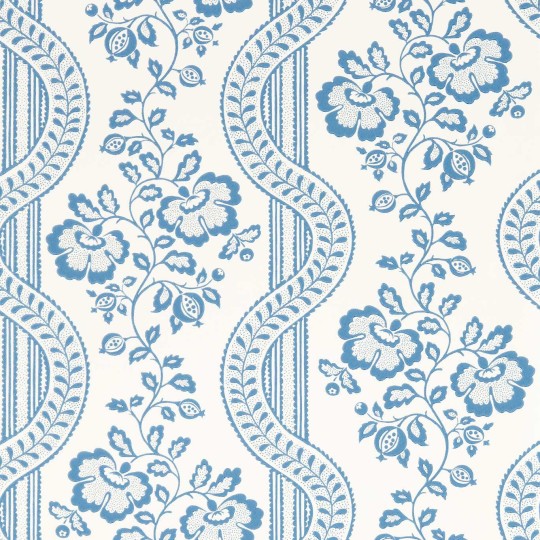 Sanderson 217427 Country Woodland Aubrey Pottery Blue - tapeta botaniczny szlak