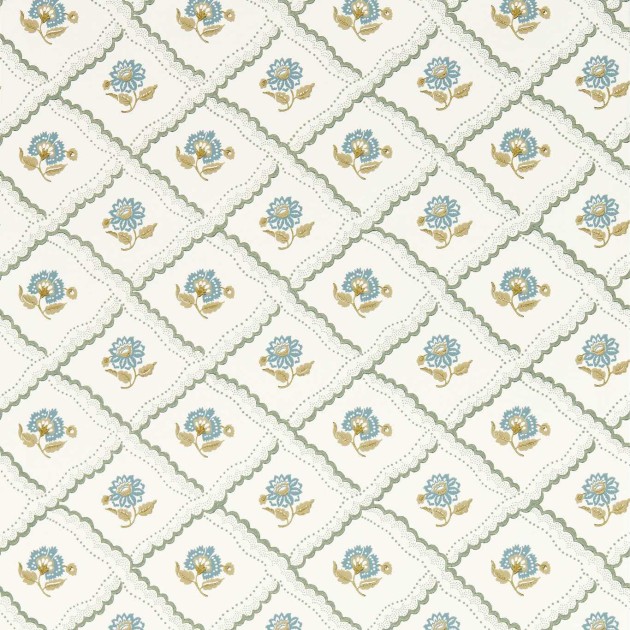 Sanderson 217440 Country Woodland Fairdown Forest - tapeta w kratownicę z kwiatkami
