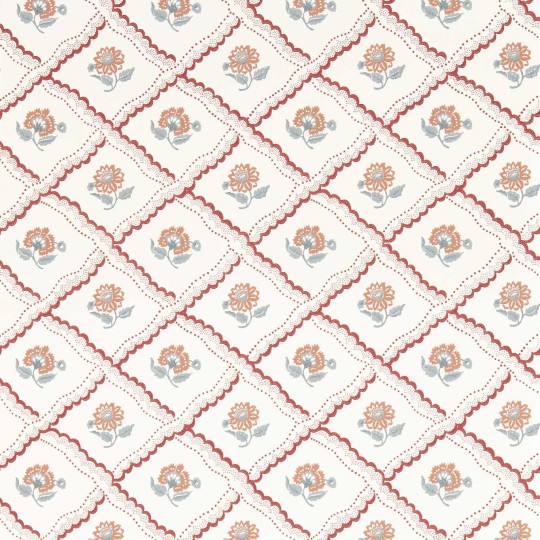 Sanderson 217441 Country Woodland Fairdown Berry - tapeta w kratownicę z kwiatkami