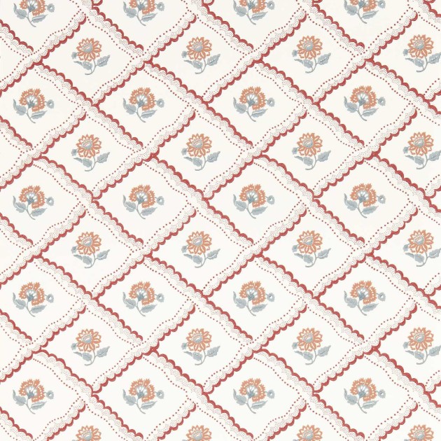 Sanderson 217441 Country Woodland Fairdown Berry - tapeta w kratownicę z kwiatkami