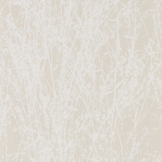 Sanderson 215695 Country Woodland Meadow Canvas White - tapeta w źdźbła trawy