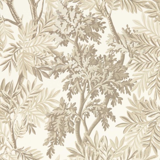 Sanderson 217414 Country Woodland Tapestry Trees Raw Chocolate - tapeta w gałęzie dębu