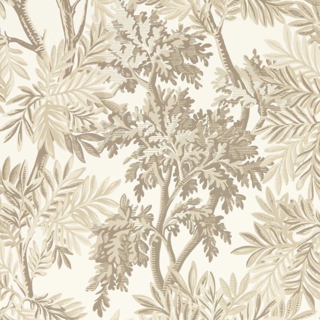 Sanderson 217414 Country Woodland Tapestry Trees Raw Chocolate - tapeta w gałęzie dębu