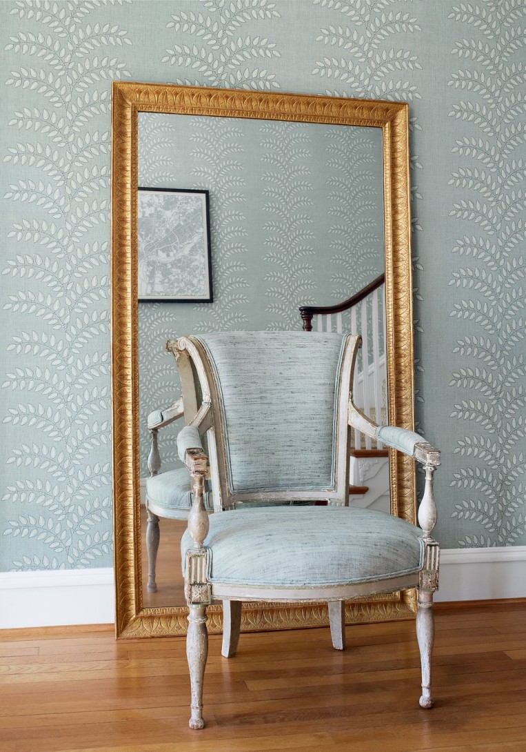 Anna French AT16105 Belvedere Frondescence Blush - tapeta z lnianej siatki w liście