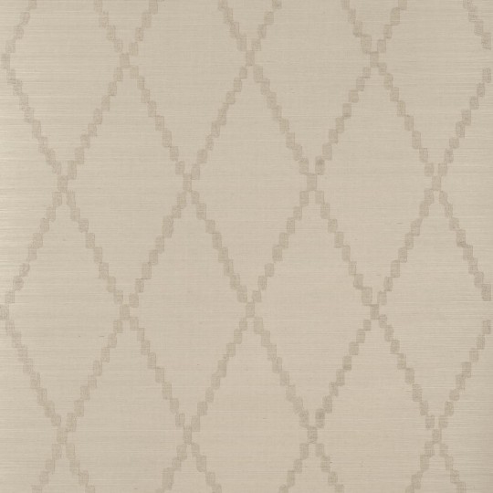 Anna French AT16143 Belvedere Ribbon Sisal Cream - haftowana tapeta na podkładzie z sizalu w kratownicę