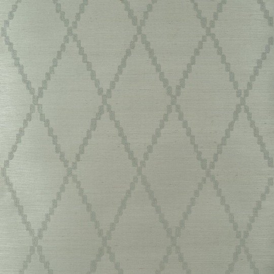 Anna French AT16144 Belvedere Ribbon Sisal Sage - haftowana tapeta na podkładzie z sizalu w kratownicę