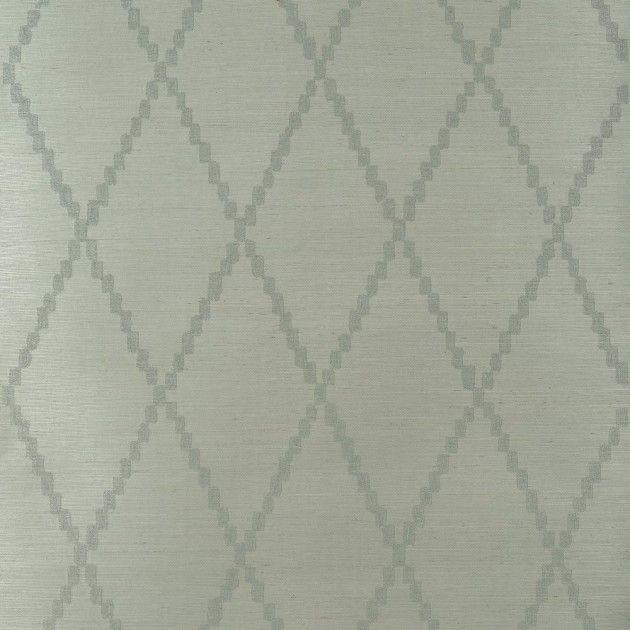 Anna French AT16144 Belvedere Ribbon Sisal Sage - haftowana tapeta na podkładzie z sizalu w kratownicę