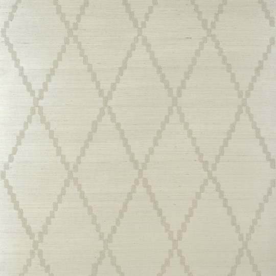 Anna French AT16145 Belvedere Ribbon Sisal Beige - haftowana tapeta na podkładzie z sizalu w kratownicę