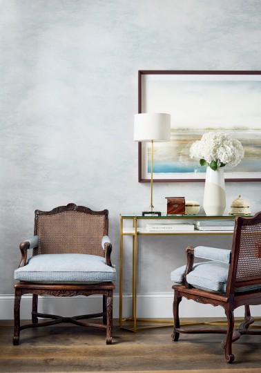 Anna French AT16162 Belvedere Cloud 9 Blue on Pearl - tapeta w pejzaż zachmurzonego nieba