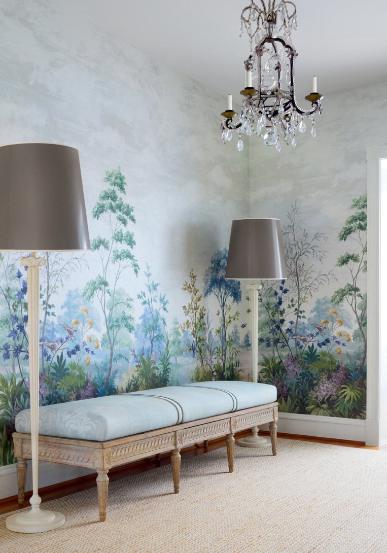 Anna French ATM16152 Belvedere Cumbria Mural Spa Blue on Pearl - mural w krajobraz wiejski