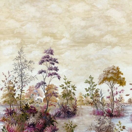 Anna French ATM16153 Belvedere Cumbria Mural Eggplant on Pearl - mural w krajobraz wiejski